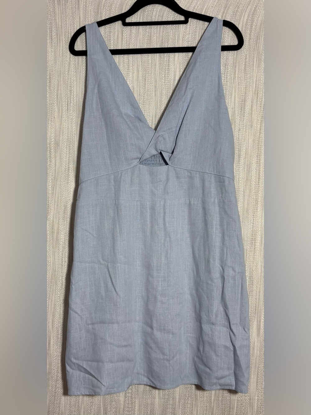 miami Light Blue V-Neck Twist Front Mini Dress